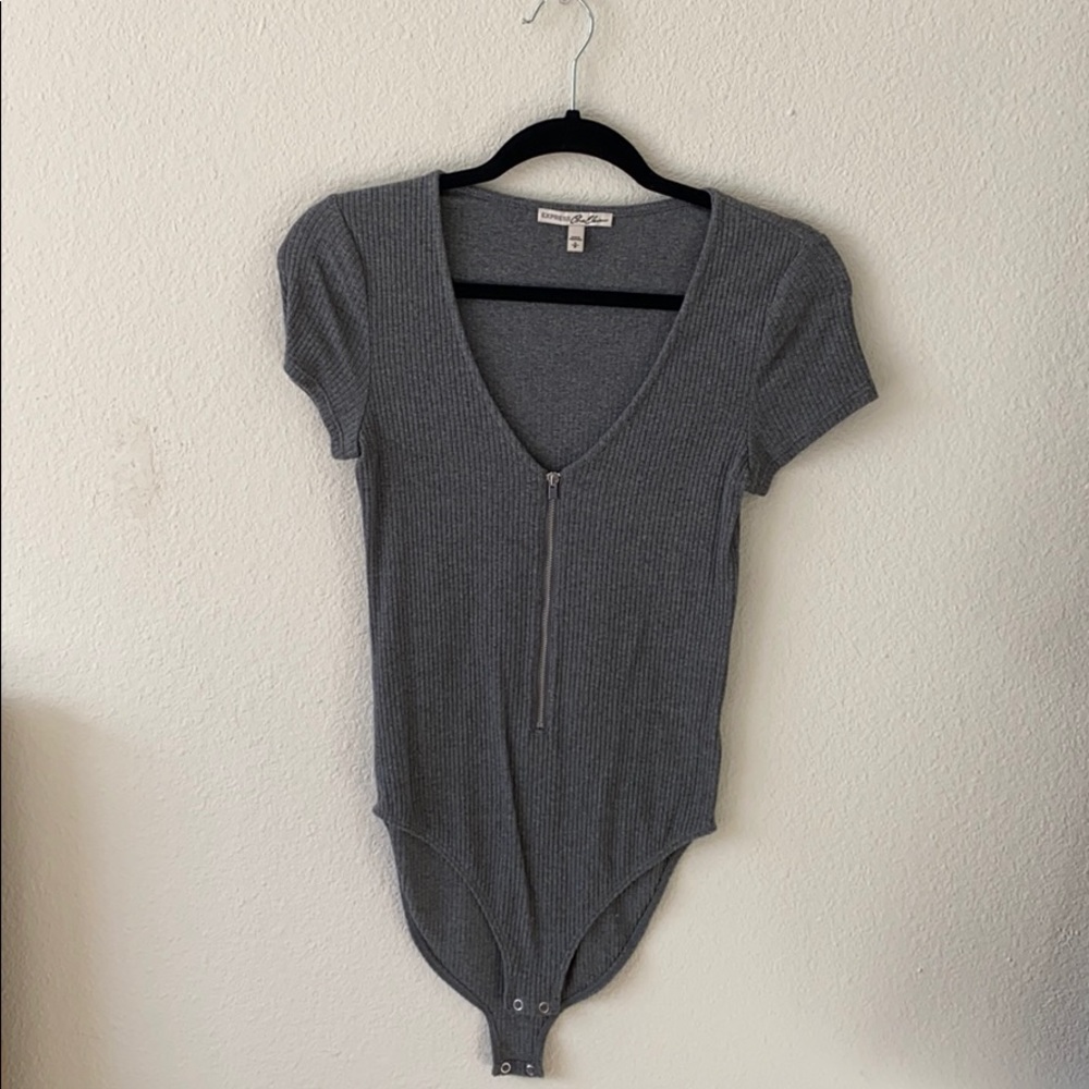 Express gray zip-up sweater top size S